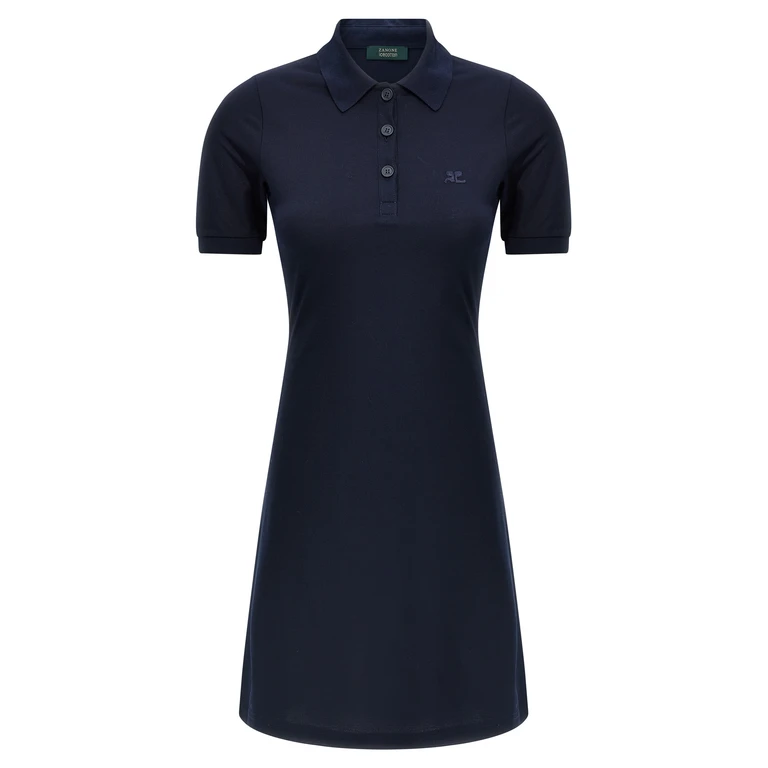 Blue Cotton Short Dress - Women