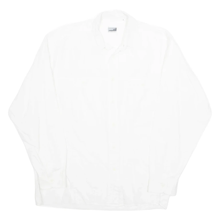 LIMIT Mens Plain Shirt White Long Sleeve XL