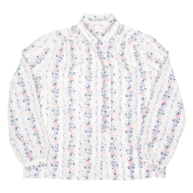 Sheer Womens Printed Blouse Pink Long Sleeve Floral L