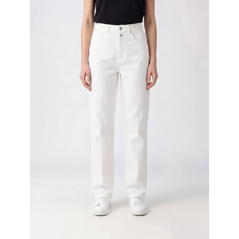 High-Waisted Straight-Leg Jeans in Milk Cotton Denim (PA1229LD1070WH086)