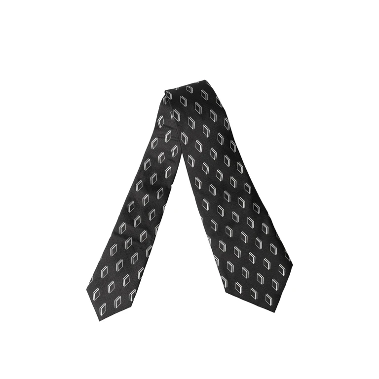 Dolce & Gabbana Black Patterned Silk Adjustable Women Tied Necktie Tie - Women