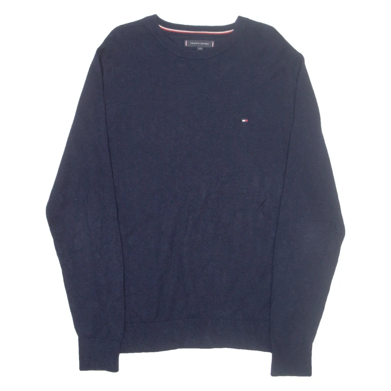 TOMMY HILFIGER Mens Jumper Blue Tight Knit Wool M