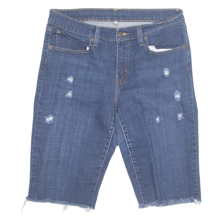 LEVI'S Cut Off Distressed Mens Denim Shorts Blue M W32