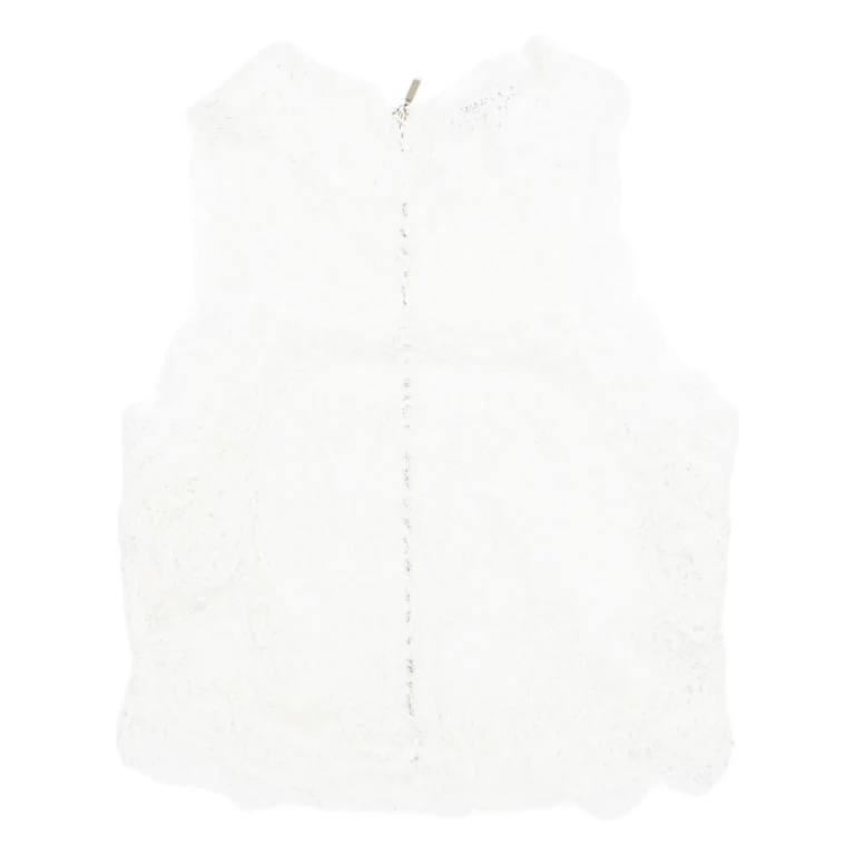 ZARA Semi Sheer Womens Top White Sleeveless Floral S