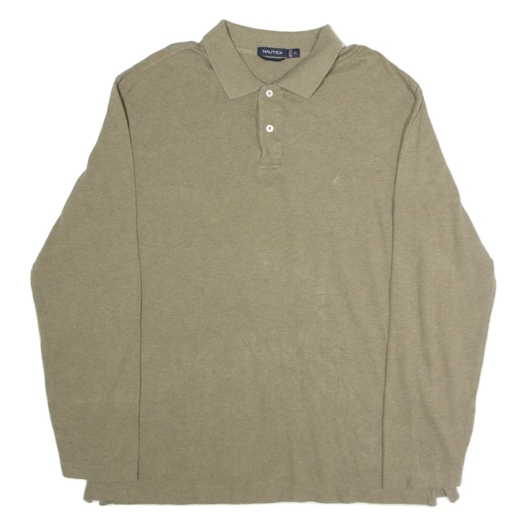 NAUTICA Mens Polo Shirt Green Long Sleeve XL