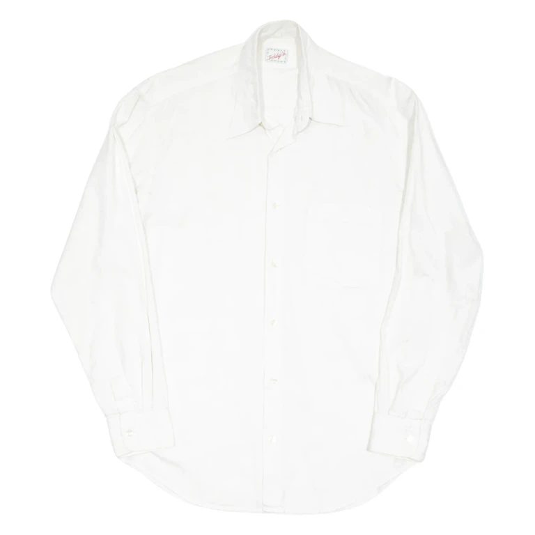Mens Plain Shirt White Long Sleeve M