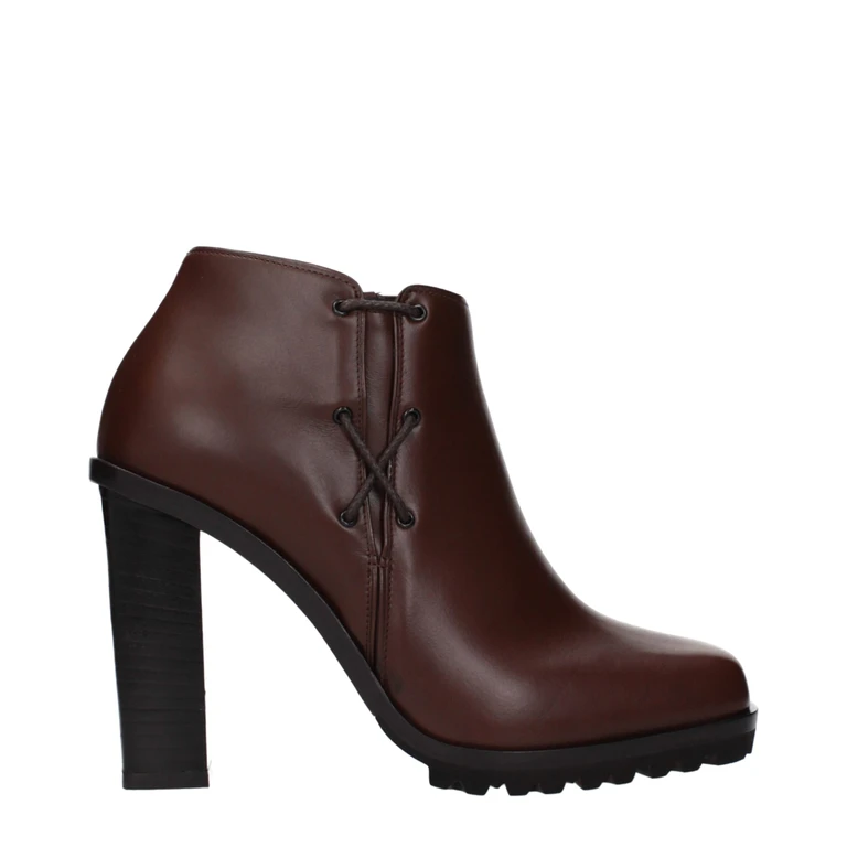 Brown Leather Ankle Boots - Women