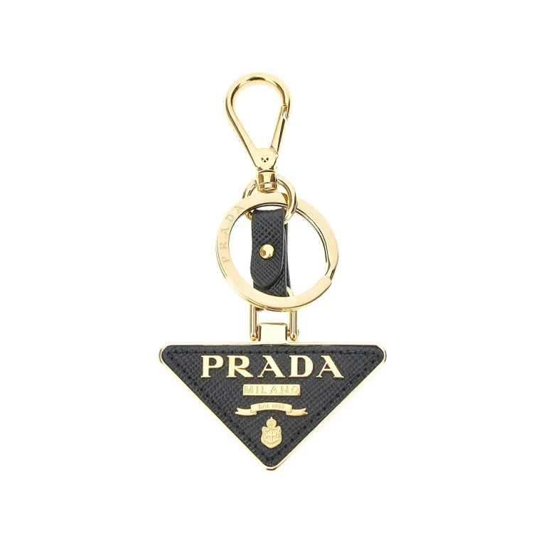 PRADA Saffiano leather logo key-ring Woman One Size