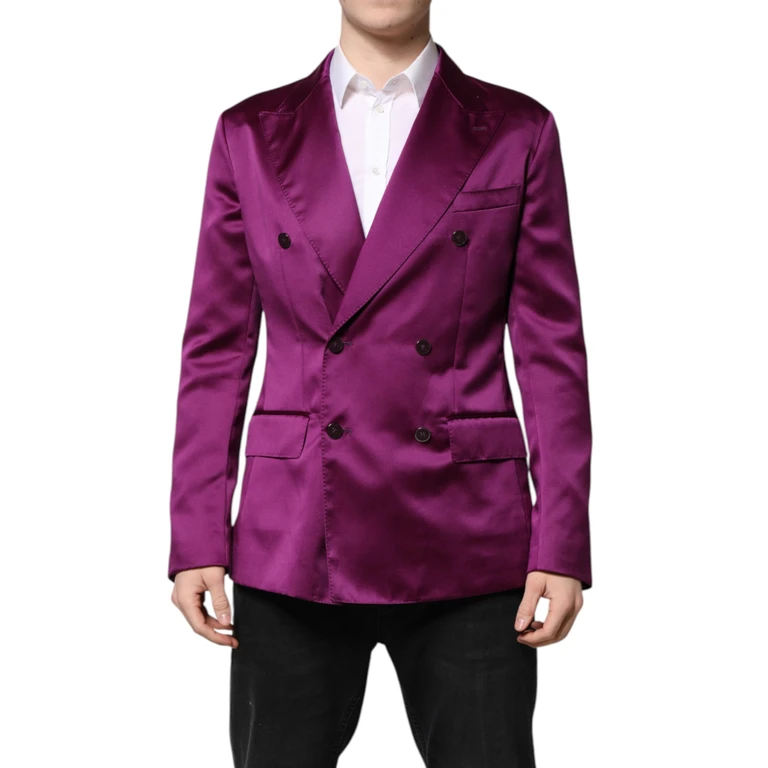 Dolce & Gabbana Purple Double Breasted Men Suit Coat Blazer Polyester - Men