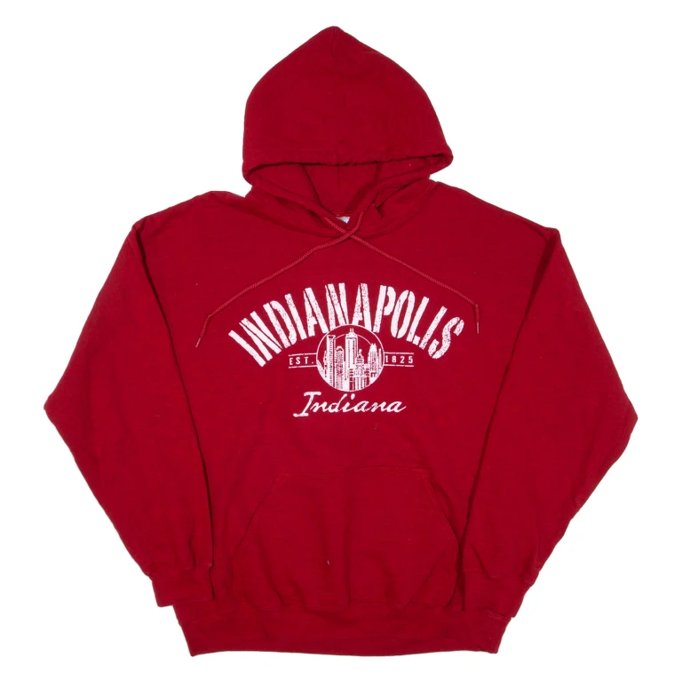GILDAN Indianapolis Mens Red Hoodie USA L