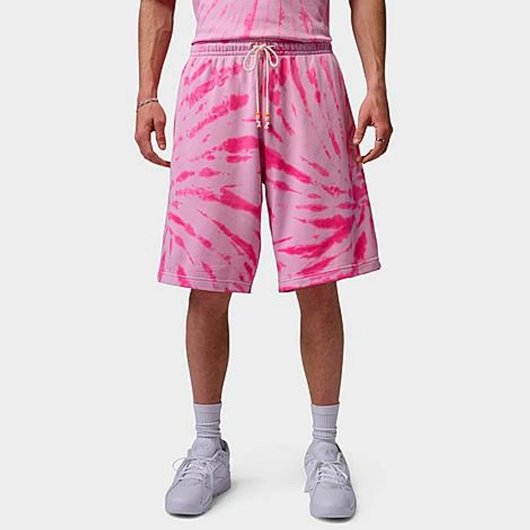 Nike Men's Jordan Brooklyn Tie-Dye Festival Fleece Shorts in Iced Carmine/Pinksicle/Pale Ivory Size: XS
