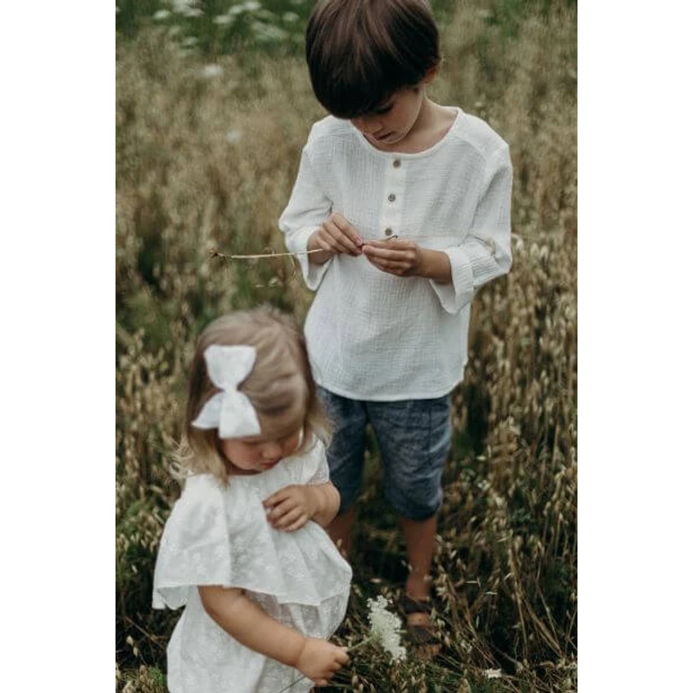 Kids Organic Muslin Shirt White - 1-2