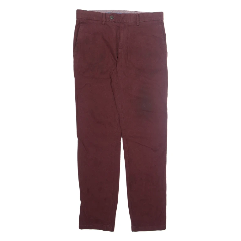 TOMMY HILFIGER Chino Mens Trousers Maroon Regular Tapered W32 L30