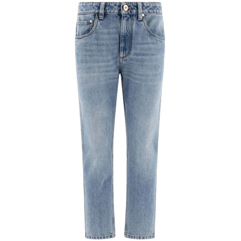 Brunello Cucinelli Denim Straight Pants With `Shiny` Bartack