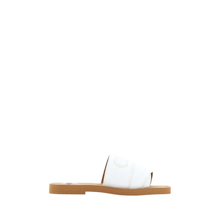 Chloé White Cotton Slides Woody Sandals - Women