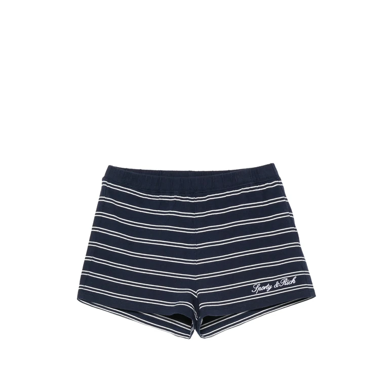 Sporty & Rich Striped Logo-embroidered Shorts