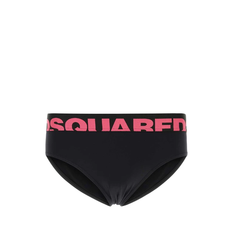 Dsquared2 Black Stretch Nylon Swimming Brief Blackfucsia Exterior: Elastane Costumi Da Bagno - Men