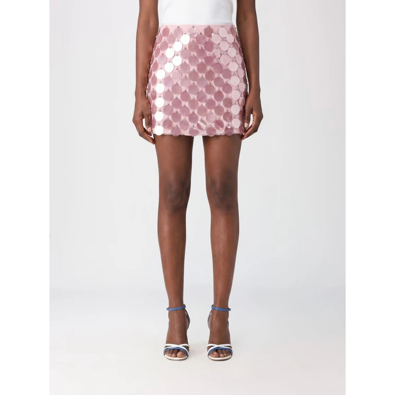 Cotton Pencil Mini Skirt with All-Over Sequin Embroidery (D207XDD0807)