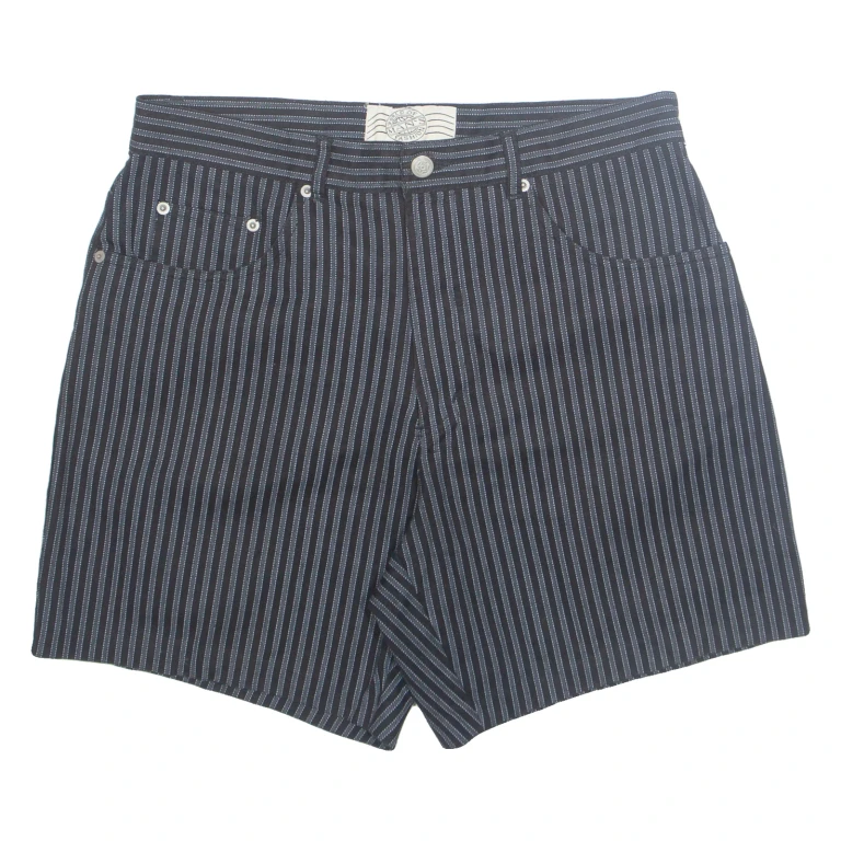 WORLD OF MAN'S FASHION Womens Casual Shorts Black Pinstripe UK 22 W34