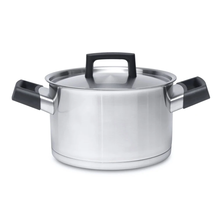 Ron 8" 18/10 Stainless Steel Covered Dutch Oven, 3.1 Qt