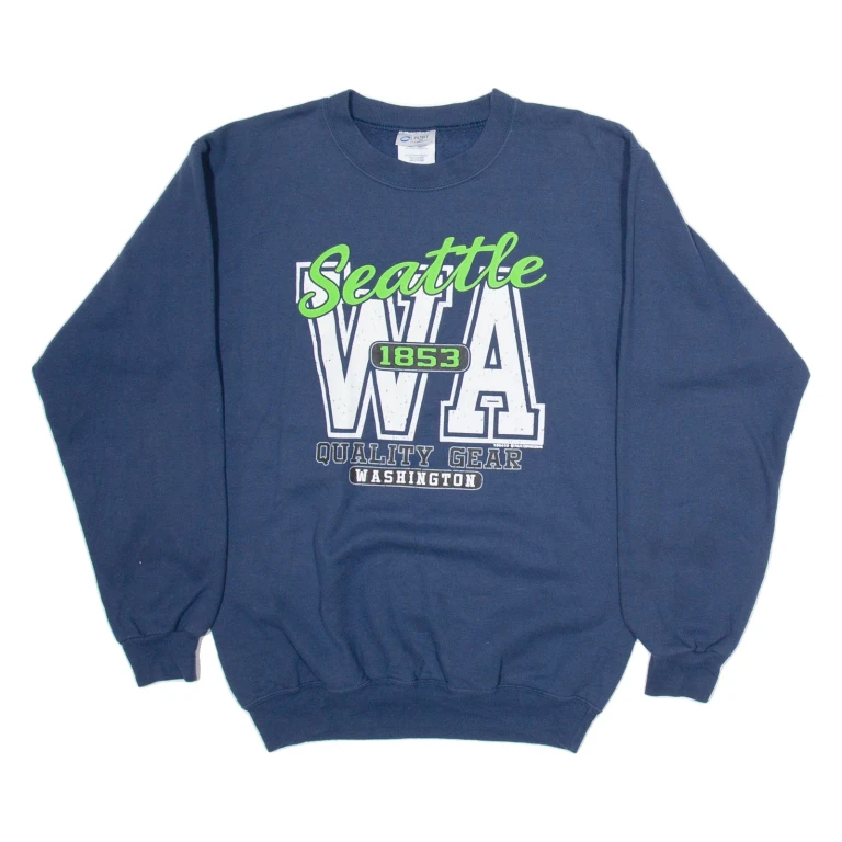 PORT AND COMPANY Seattle Mens Sweatshirt Blue USA S