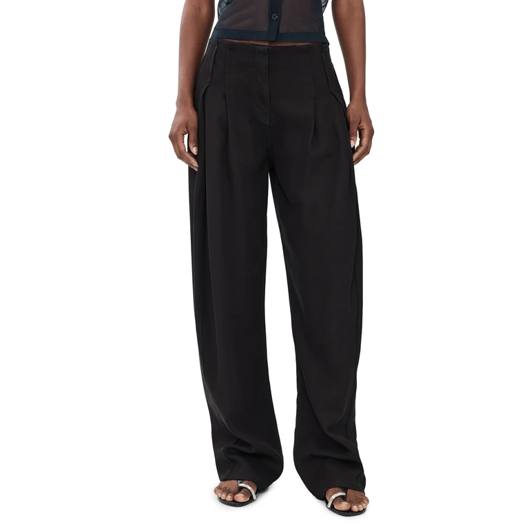 Flowy Pleated Trousers Rinsed Black 36