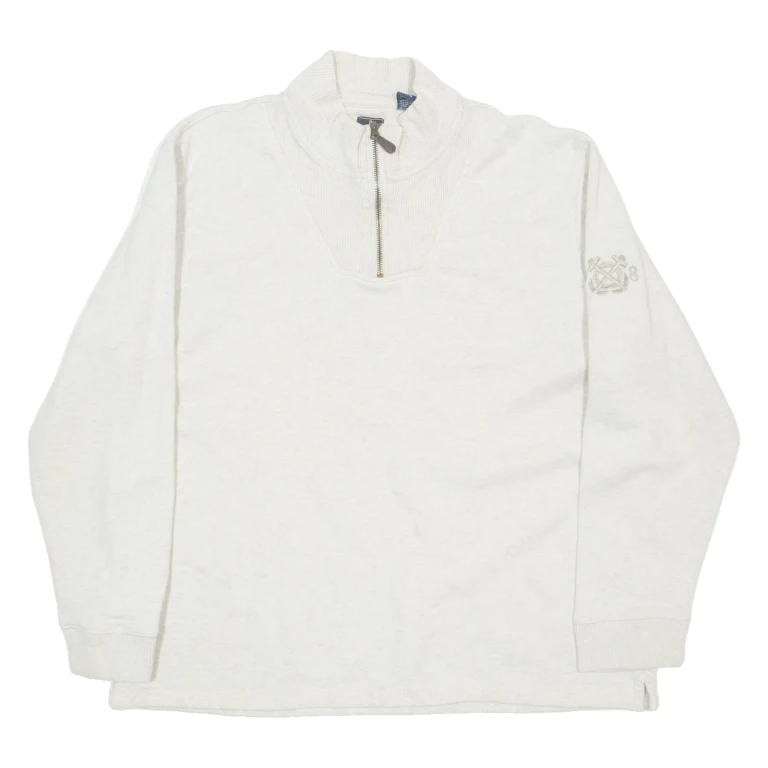 CHAPS Mens Sweatshirt Beige 1/4 Zip L