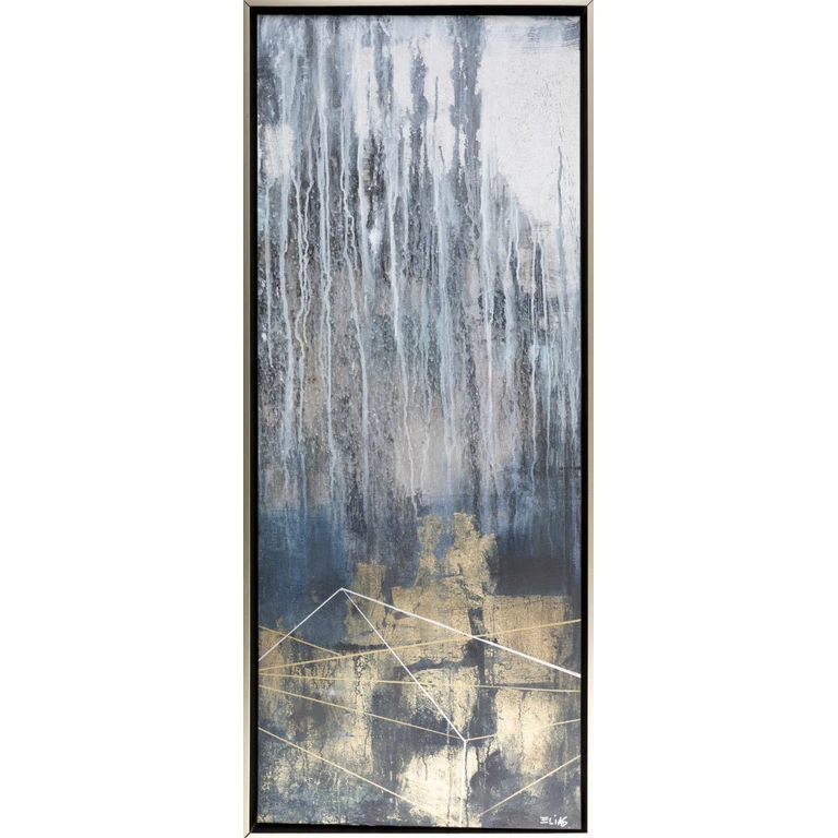 Darmstadt Abstract Gold and Blue Canvas Wall Art - Clearance