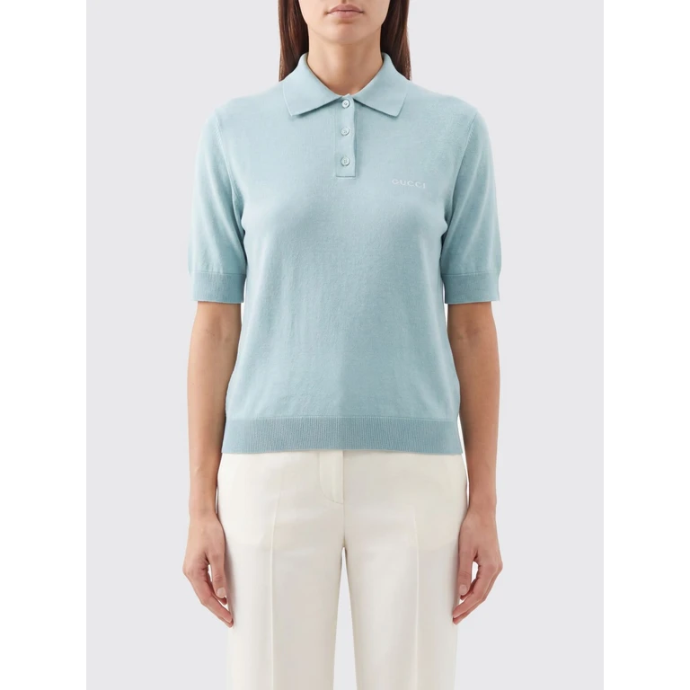 Strick-Poloshirt aus Wolle und Seide