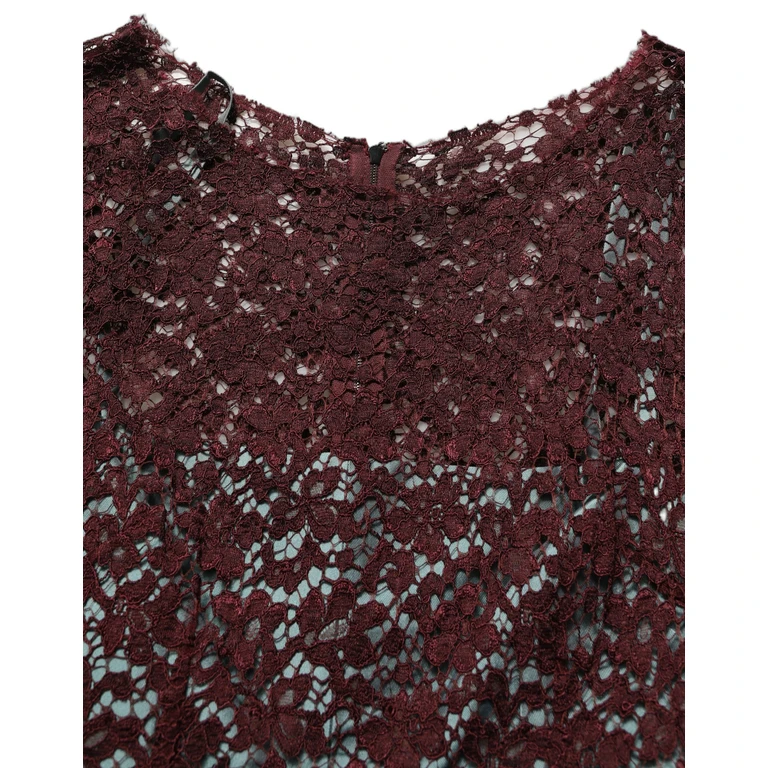 Dolce & Gabbana Multicolor Floral Lace Taffeta Pleated Midi Dress Silk Cotton Nylon - Women
