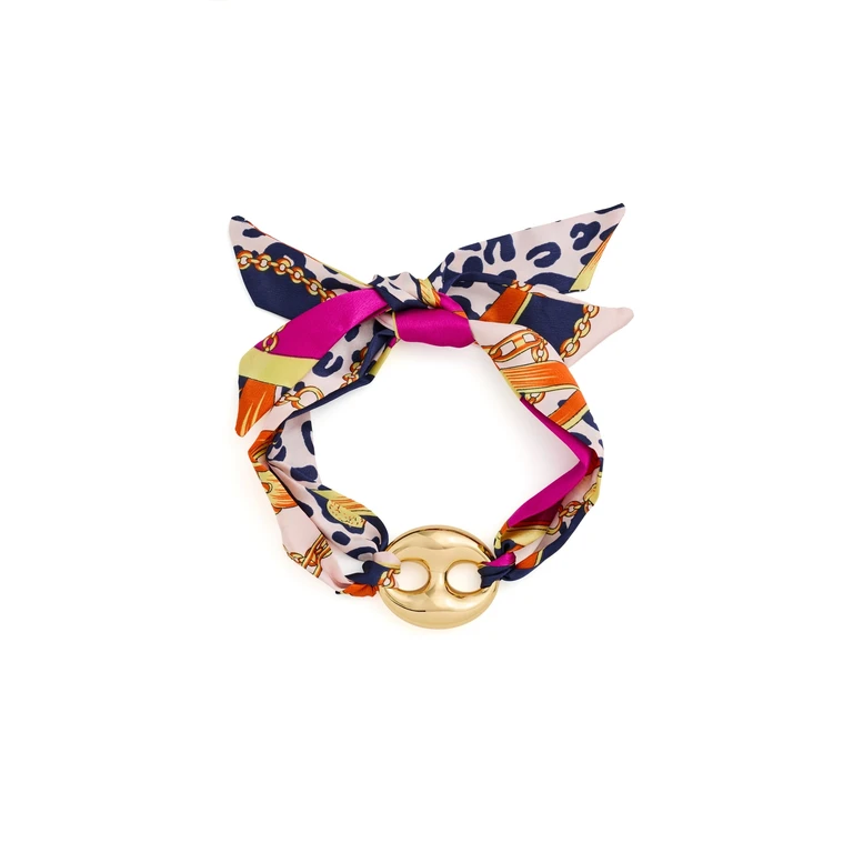 By Adina Eden Gold Mariner Vibrant Scarf Chain Necklace Multi Color One Size