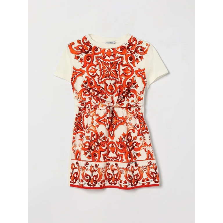 Girl's Majolica Print Cotton Mini Dress (L5JDBGG7P5TS9000)