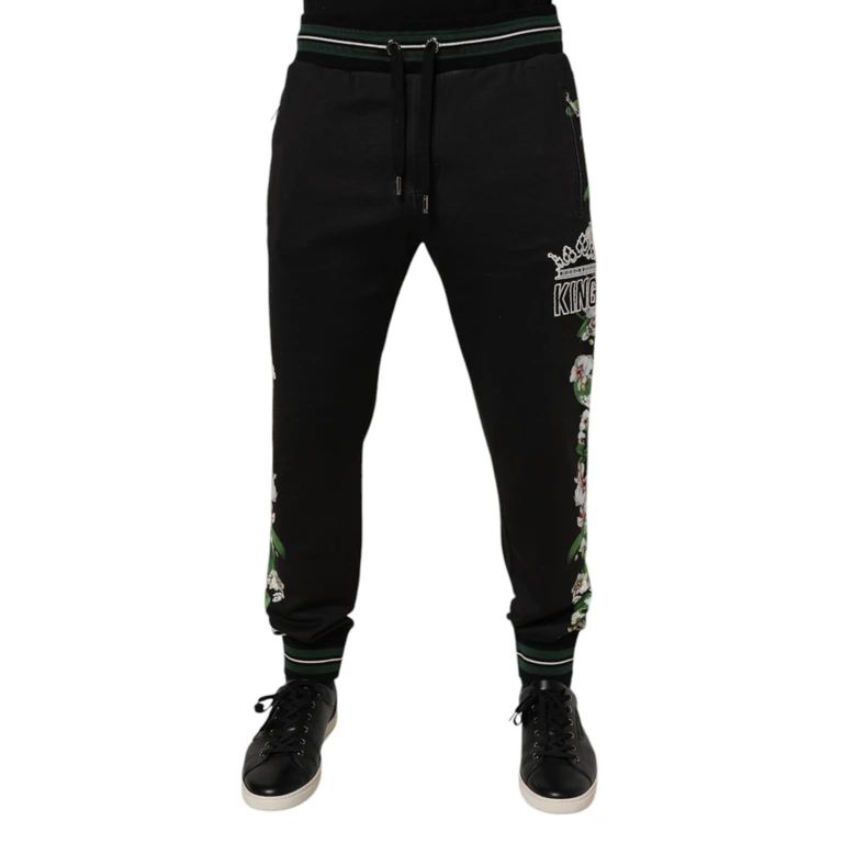 Black Floral King Men Jogger Sweatpants Pants Cotton - Men