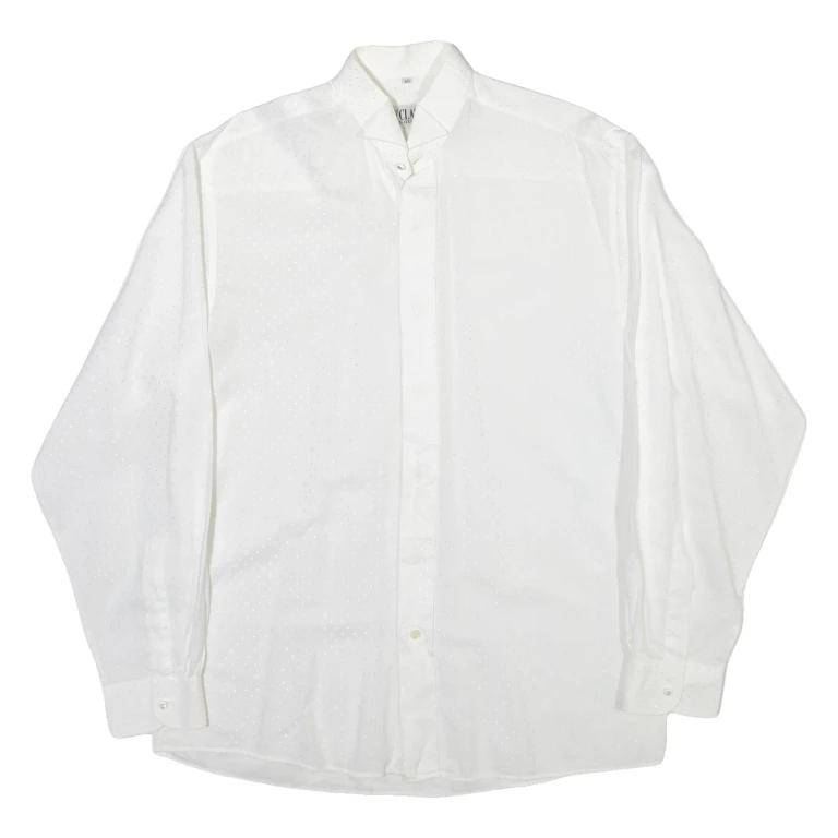 NEW CLASSIC Mens Shirt White Spotted Long Sleeve M