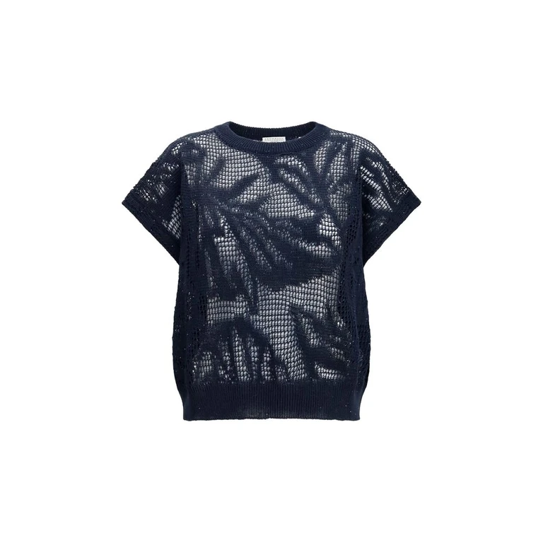 Brunello Cucinelli Blue Linen T-Shirt - Women