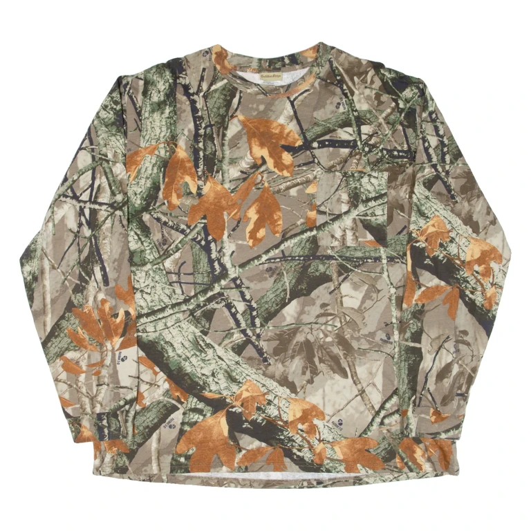 OUTFITTERS RIDGE Camouflage Mens T-Shirt Brown Long Sleeve XL