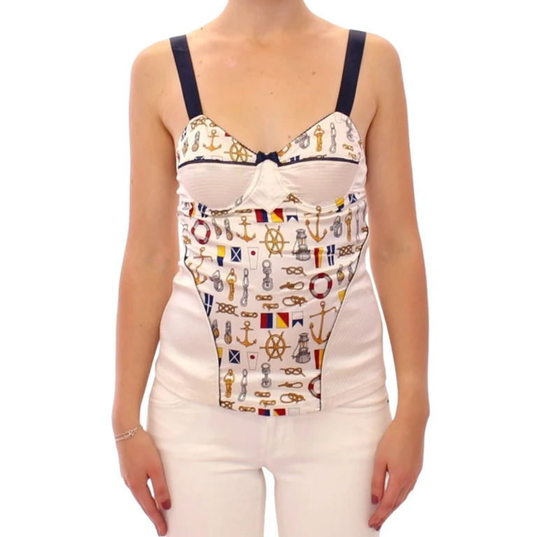 Dolce & Gabbana White Sailor Motive Tank Top Polyester - Women