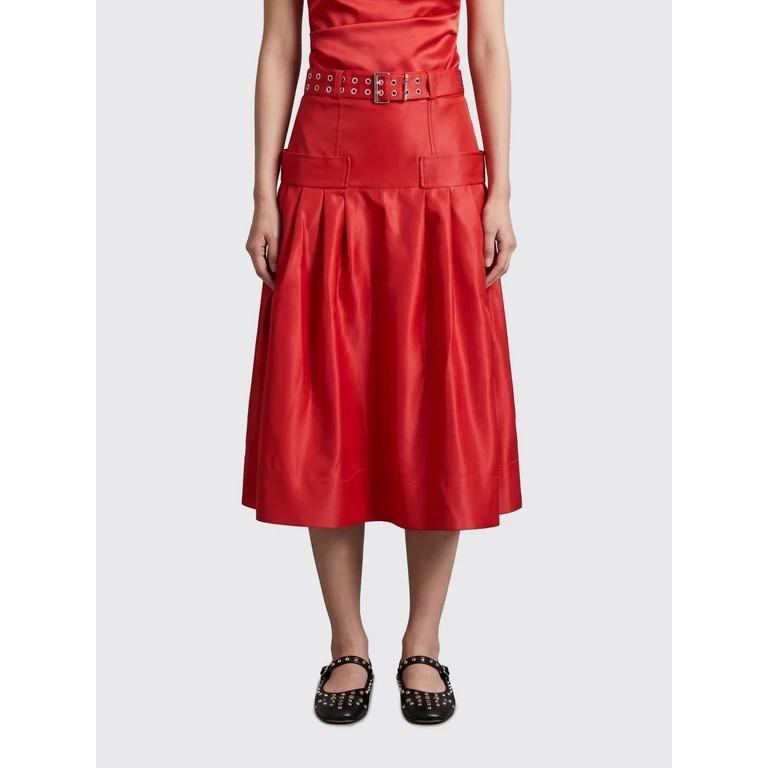High-Waisted A-Line Midi Skirt in Recycled Faux Leather (A109010306P)