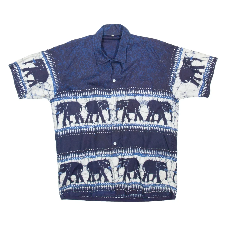 Mens Shirt Blue Crazy Pattern S