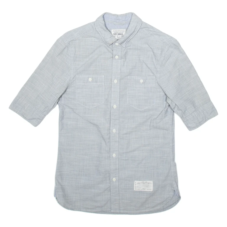 ALL SAINTS Mens Plain Shirt Grey 3/4 Sleeve S
