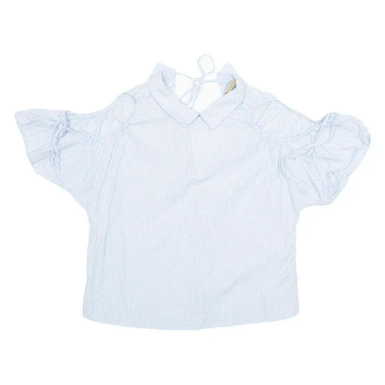 ZARA Womens Printed Blouse Blue Collared Striped S