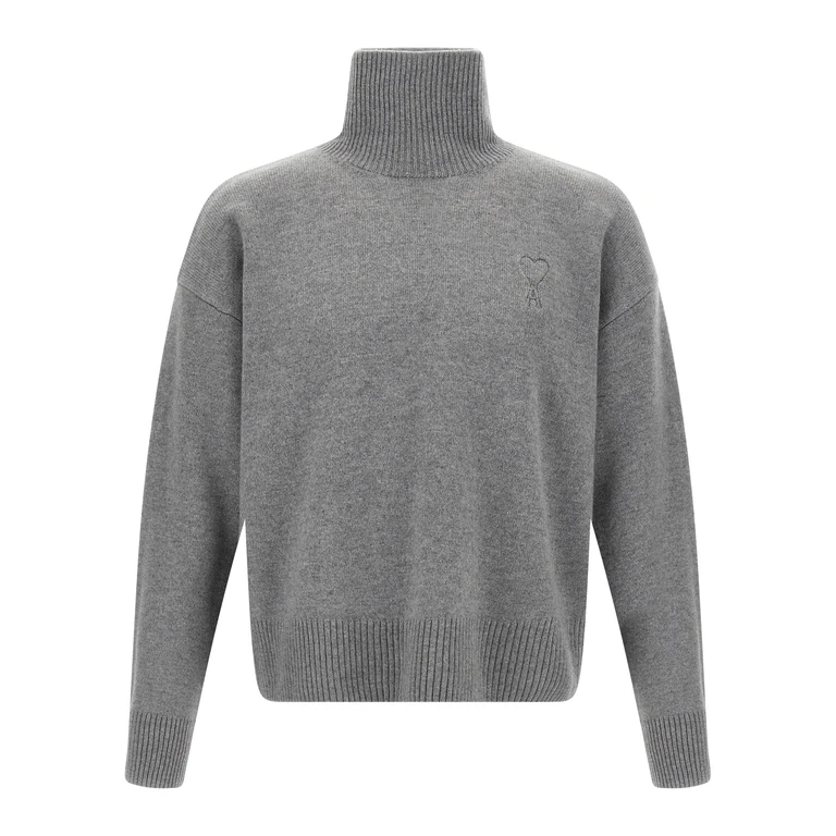 AMI Paris Gray Wool Cardigan Clothing - Men