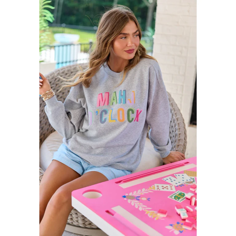 Mahj O'Clock Light Grey Graphic Sweatshirt