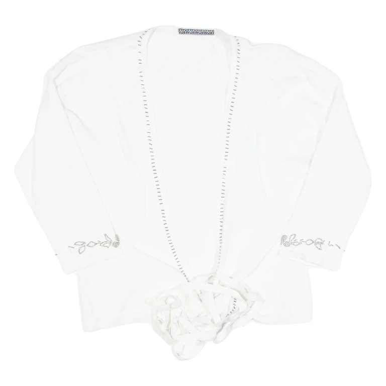 Cropped Womens Top White 3/4 Sleeve S