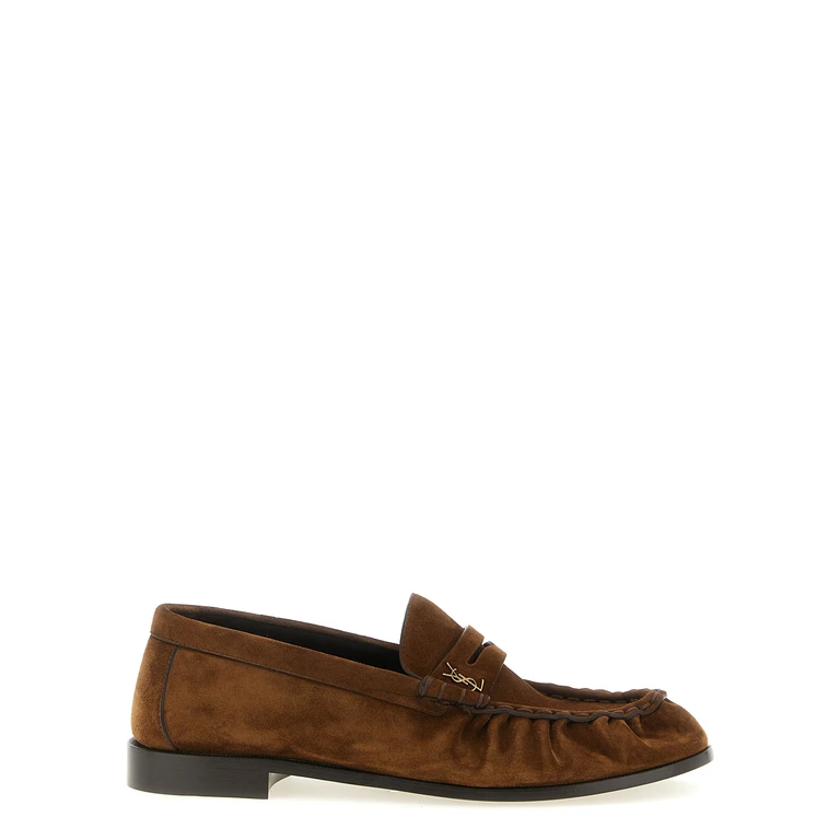 Saint Laurent Brown Calfskin Slip-On Loafers - Men
