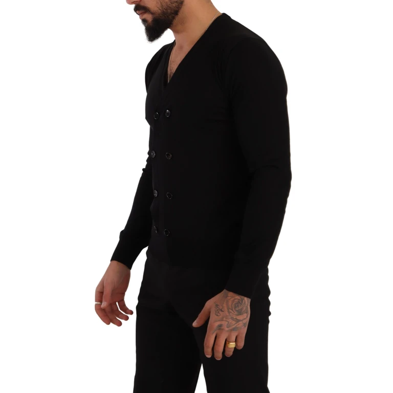 Dolce & Gabbana Black Cashmere Button Down Cardigan Sweater Clothing - Men