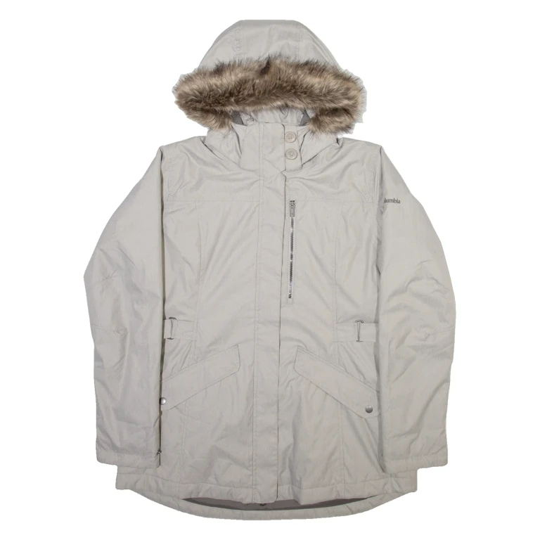 COLUMBIA Insulated Womens Parka Coat Grey Hooded XL