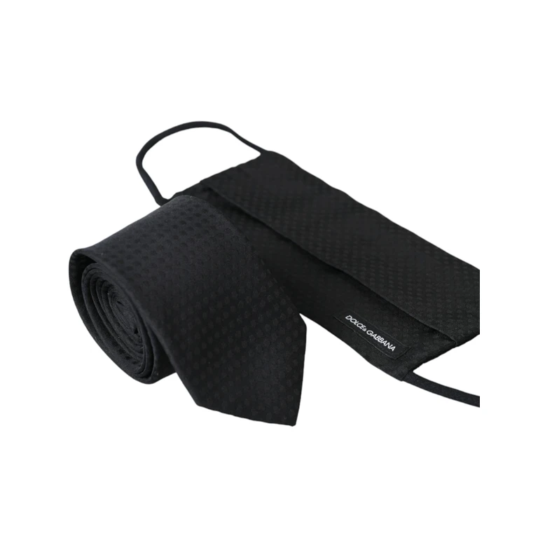 Dolce & Gabbana Black Silk Adjustable Necktie Face Mask Accessory - Men
