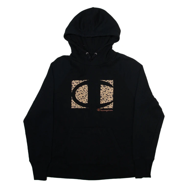 CHAMPION Womens Black Hoodie L