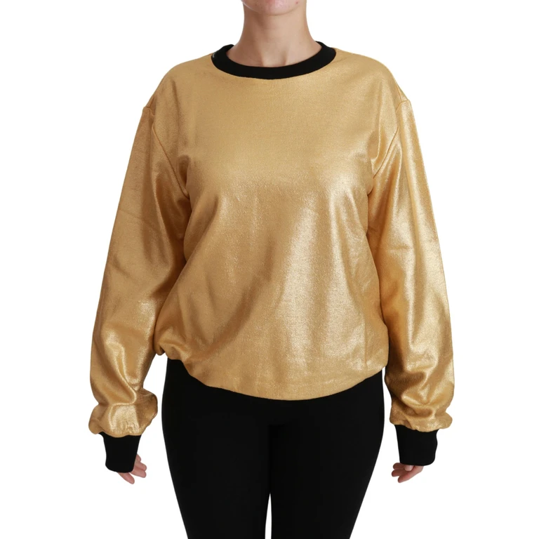 Dolce & Gabbana Gold Cotton Crewneck Pullover Sweater Clothing - Women